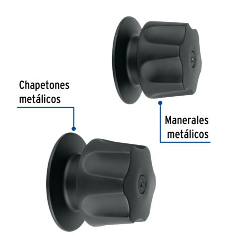 46881 - Juego de 2 manerales hex. metálicos negro p/regadera, Basic