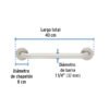 46883 - Barra recta de seguridad, acero inox, 1-1/4" x 40cm, FOSET