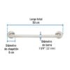 46884 - Barra recta de seguridad, acero inox, 1-1/4" x 50cm, FOSET