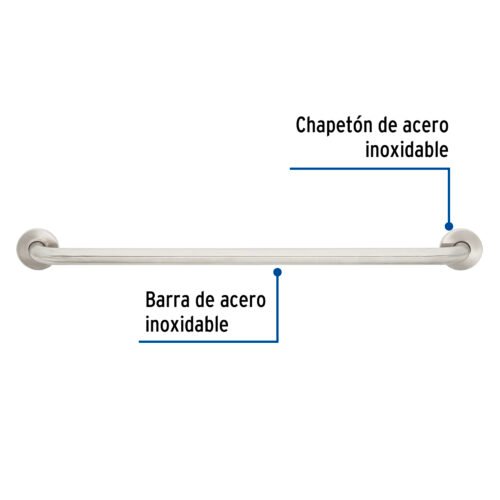 46886 - Barra recta de seguridad, acero inox, 1-1/4" x 80cm, FOSET