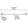 46886 - Barra recta de seguridad, acero inox, 1-1/4" x 80cm, FOSET