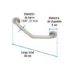 46887 - Barra angular de seguridad, acero inox, 1-1/4" x 40cm, FOSET