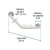 Web 46888 - Barra angular con jabonera, acero inox, 1-1/4" x 42cm, FOSET