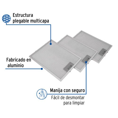 46896 - Juego de 3 filtros de aluminio para campana CAME-80