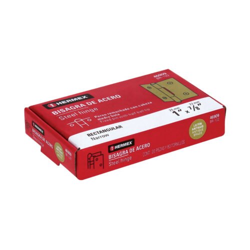 46909 - Bisagra rectangular 1" latón antiguo, HERMEX