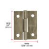 46910 - Bisagra rectangular 1-1/2" latón antiguo, HERMEX