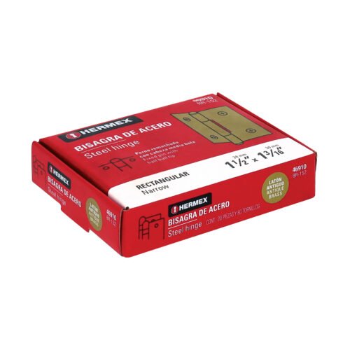 46910 - Bisagra rectangular 1-1/2" latón antiguo, HERMEX