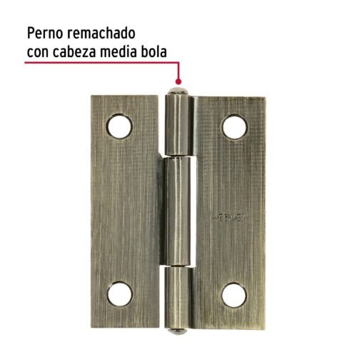 46911 - Bisagra rectangular 2" latón antiguo, HERMEX