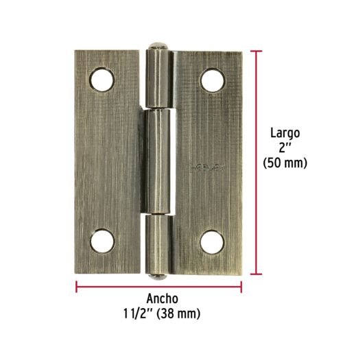 46911 - Bisagra rectangular 2" latón antiguo, HERMEX