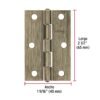 46912 - Bisagra rectangular 2-1/2" latón antiguo, HERMEX