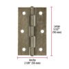46914 - Bisagra rectangular 3-1/2" latón antiguo, HERMEX
