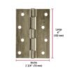 46915 - Bisagra rectangular 4" latón antiguo, HERMEX
