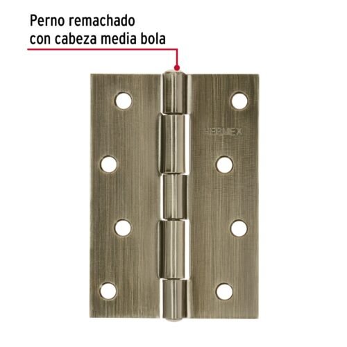 46915 - Bisagra rectangular 4" latón antiguo, HERMEX