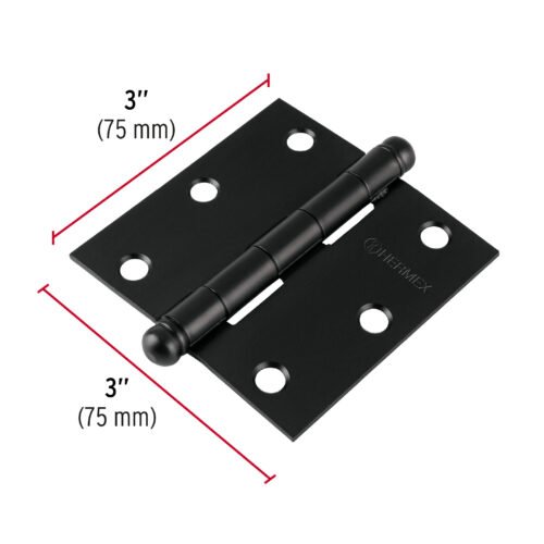 46919 - Bisagra cuadrada 3", negro mate, cabeza redonda, HERMEX