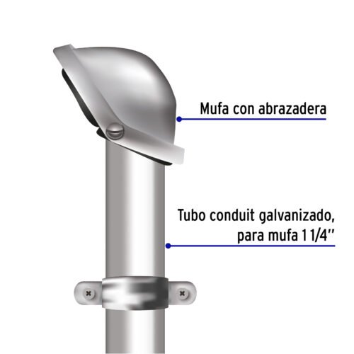 469433 46943 - Mufa con abrazadera para tubo 1-1/4", Volteck