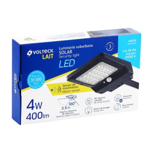 469567 46956 - Luminario suburbano de LED 4 W con panel solar, Volteck