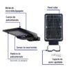 46958 - Luminario suburbano de LED 15 W con panel solar, Volteck