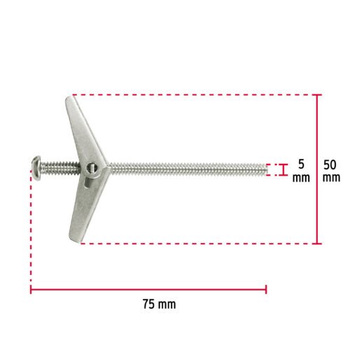 46968 - Caja con 100 sujetadores tipo mariposa de 3/16" x 3", FIERO