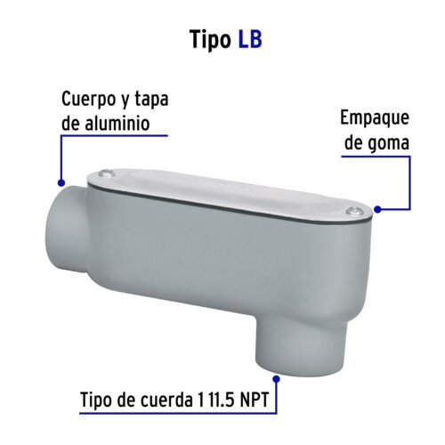 46972 - Condulet 1" conexión tipo LB, Volteck