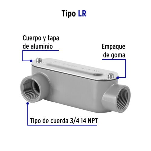 46974 - Condulet 3/4" conexión tipo LR, Volteck