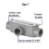 46979 - Condulet 1/2" conexión tipo T, Volteck
