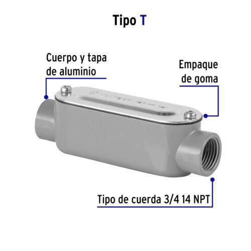 46980 - Condulet 3/4" conexión tipo T, Volteck