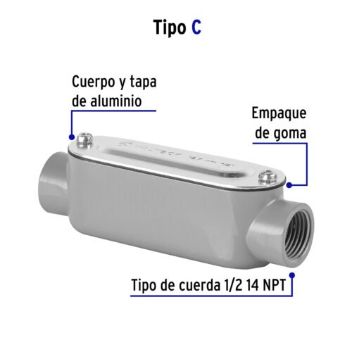 469821 46982 - Condulet 1/2" conexión tipo C, Volteck
