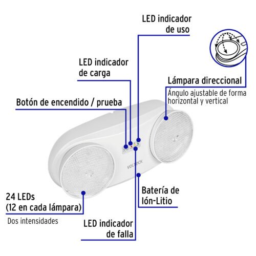 469921 46992 - Lámpara de emergencia de 24 Leds 170 lm dirigible recargable
