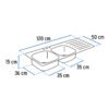47022 - Tarja de empotrar 120x50cm doble tina izquierda, Foset Basic