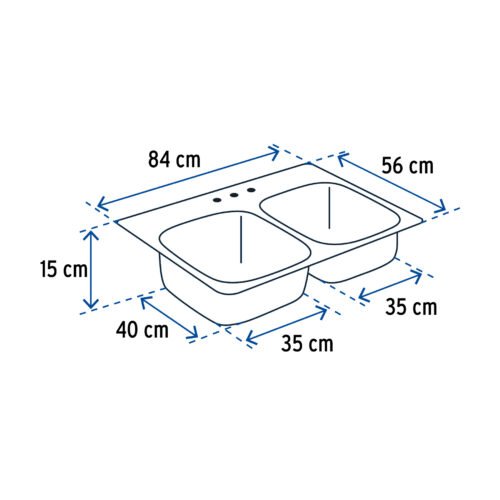 47024 47024 - Tarja de empotrar 84x56cm doble tina, Foset Basic