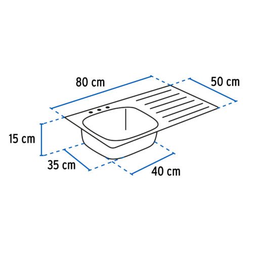 47026 - Tarja de sobreponer 80x50cm tina izquierda, Foset Basic