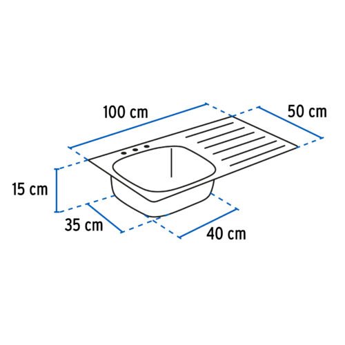 47029 - Tarja de sobreponer 100x50cm tina derecha, Foset Basic