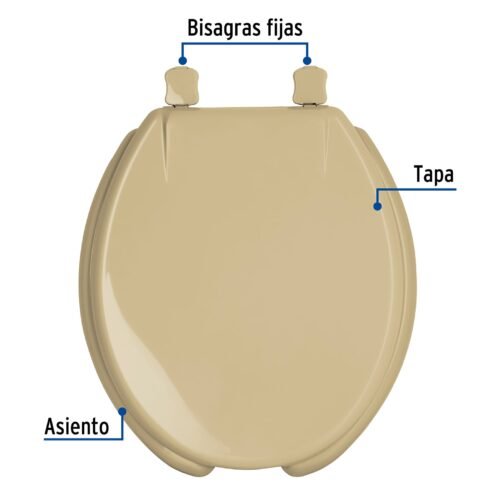 47033. 47033 - Asiento redondo con tapa para WC, abierto, beige, FOSET