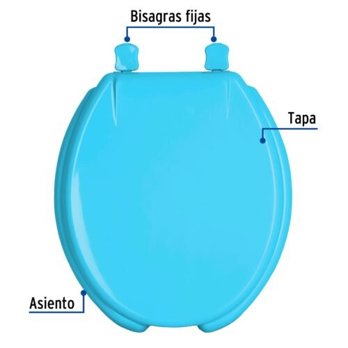 47034 - Asiento redondo con tapa para WC, abierto, azul, FOSET