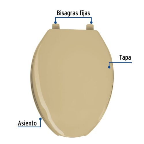 47035 - Asiento alargado con tapa para WC, abierto, beige, FOSET