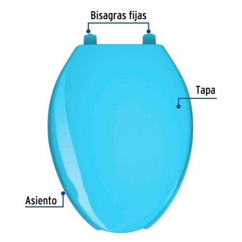 47036 - Asiento alargado con tapa para WC, abierto, azul, FOSET