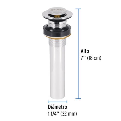 47037 - Contra p/lavabo sin rebosadero, sistema push, cromo, 1-1/4"