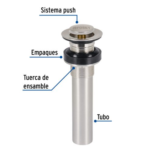 470382 47038 - Contra p/lavabo sin rebosadero, sistema push, satín, 1-1/4"