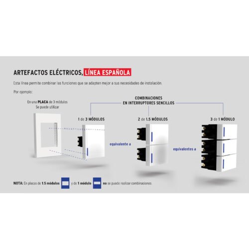 47043 - Placa 1 ventana, 3 módulos, línea Española, color blanco