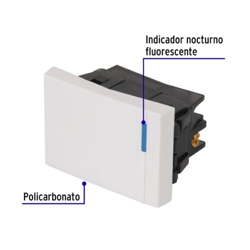 470461 47046 - Interruptor sencillo 1.5 módulos,línea Española,color blanco