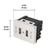 47057 - Toma con 2 puertos USB, 1.5 módulos, línea Española, blanco