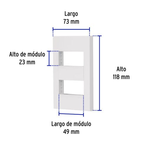 470632 47063 - Placa 2 ventanas, 1 módulo, línea Española, color blanco