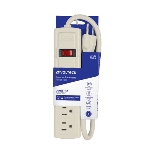 47181 - Multicontacto 16 AWG uso rudo con 4 entradas, Volteck
