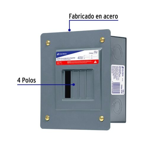 47196 - Centro de carga empotrable, 4 polos, Volteck