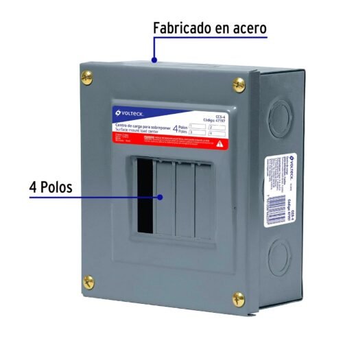 47197 - Centro de carga de sobreponer, 4 polos, Volteck