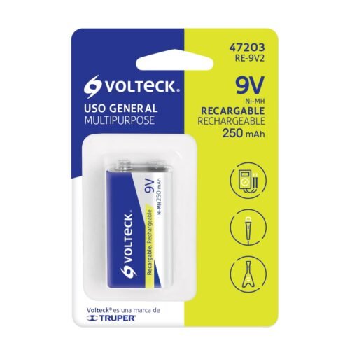47203 - Blíster con 1 pila recargable 9V uso general, 250 mAh