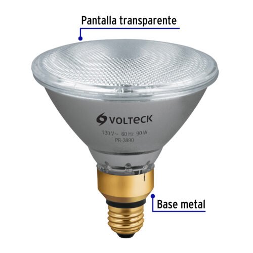 47250 - Lámpara de halógeno 90 W tipo PAR 38, en caja, Volteck