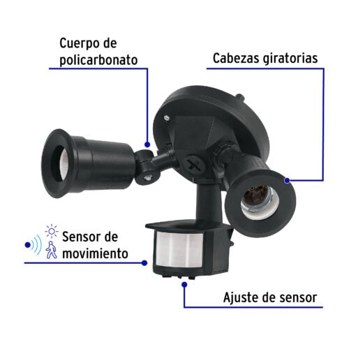 472751 47275 - Arbotante negro c/sensor movimiento, lámparas no incluidas