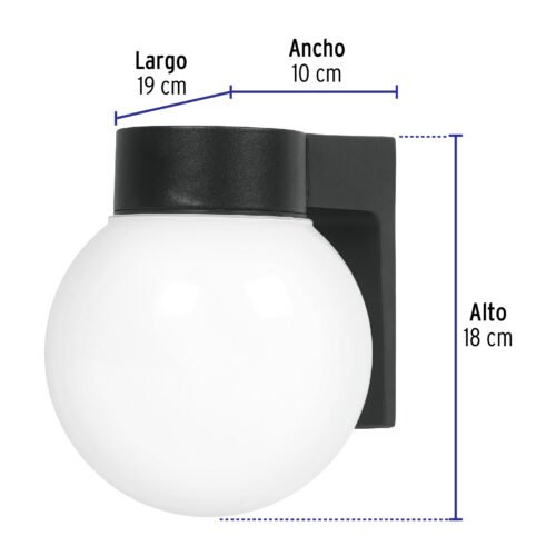 47286 - Arbotante de pared tipo globo, lámpara no incluida, Volteck