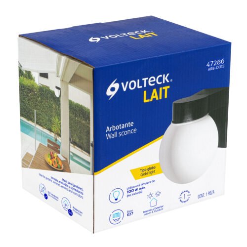 47286 - Arbotante de pared tipo globo, lámpara no incluida, Volteck